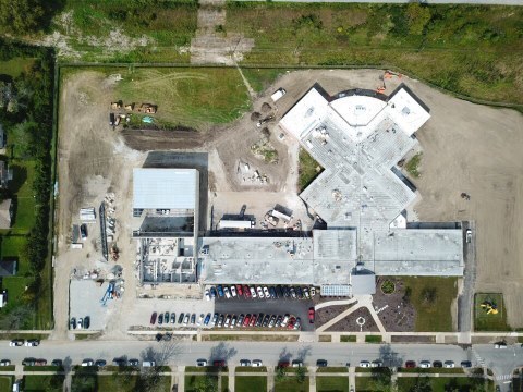 Aerial View of School Construction