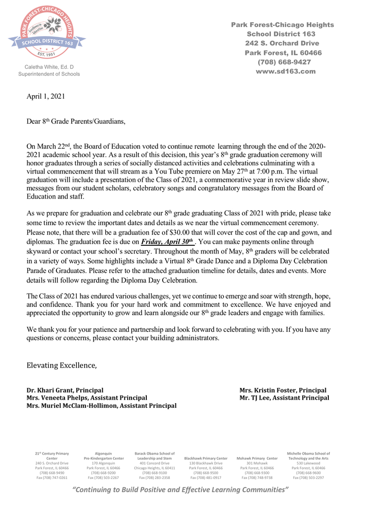 2021 Graduation Updates