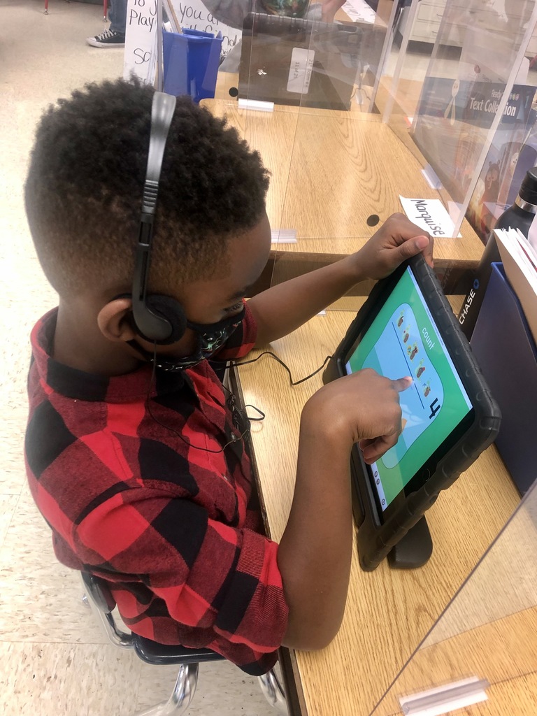 Our scholar, Christian, from Ms. Ansburg's 1st grade class actively engaged in Math on iReady.