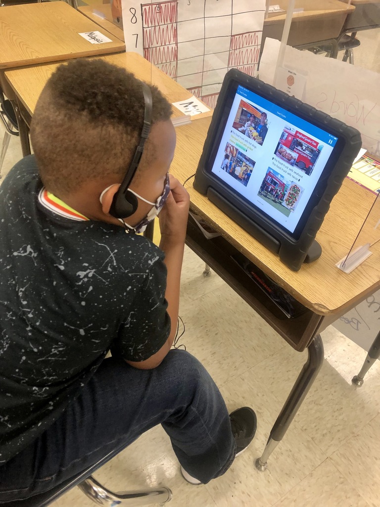 Our scholar, Israel, from Ms. Ansburg's 1st grade class actively engaged in reading on iReady.