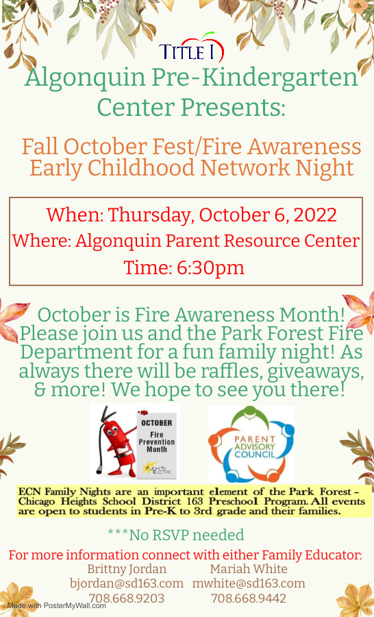 October 6 Early Childhood Network Night
