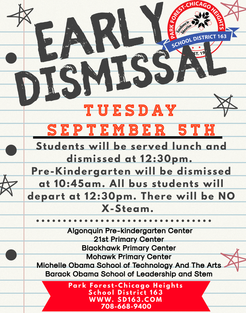 There is Early Dismissal on Tuesday, September 5, 2023.